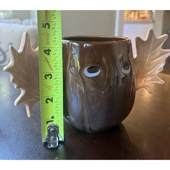 RARE Whimsical Moose Mug Paper Destiny with Large Antler Handles Shiny Glazed - Picture 5 of 7
